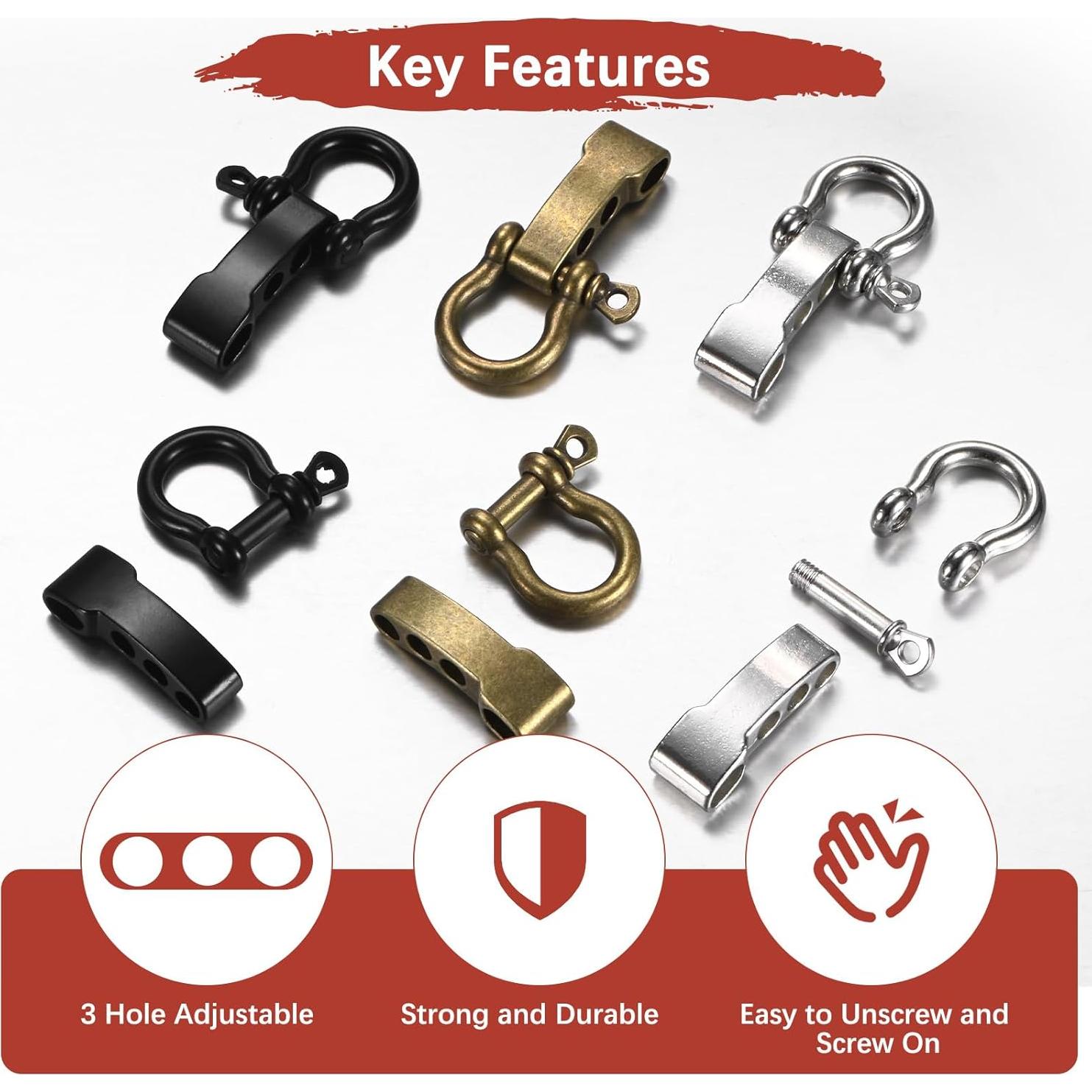 Hebilla Shackle de Metal TIXIPEM 4PCS Ajustable Negro 5.21cm