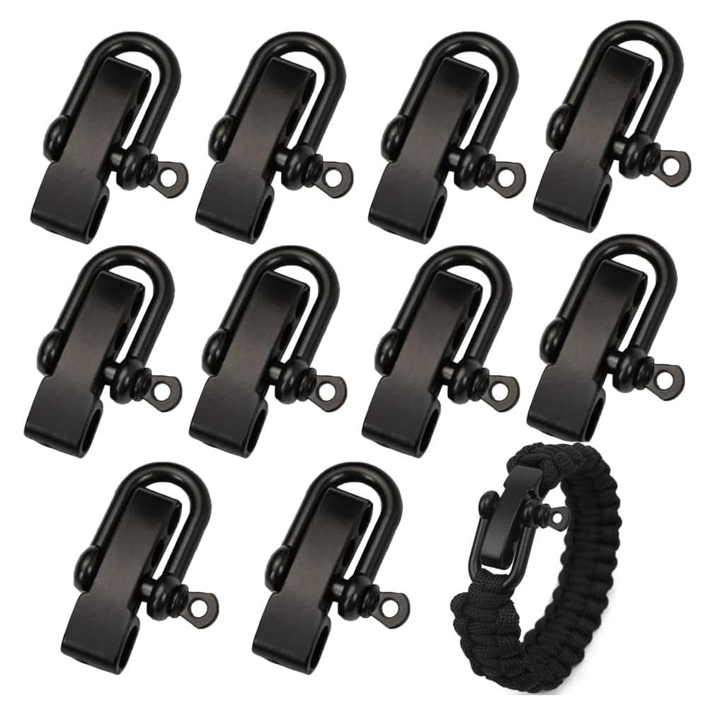 10 Hebillas de Acero Inoxidable Samlee U Ajustables Negras