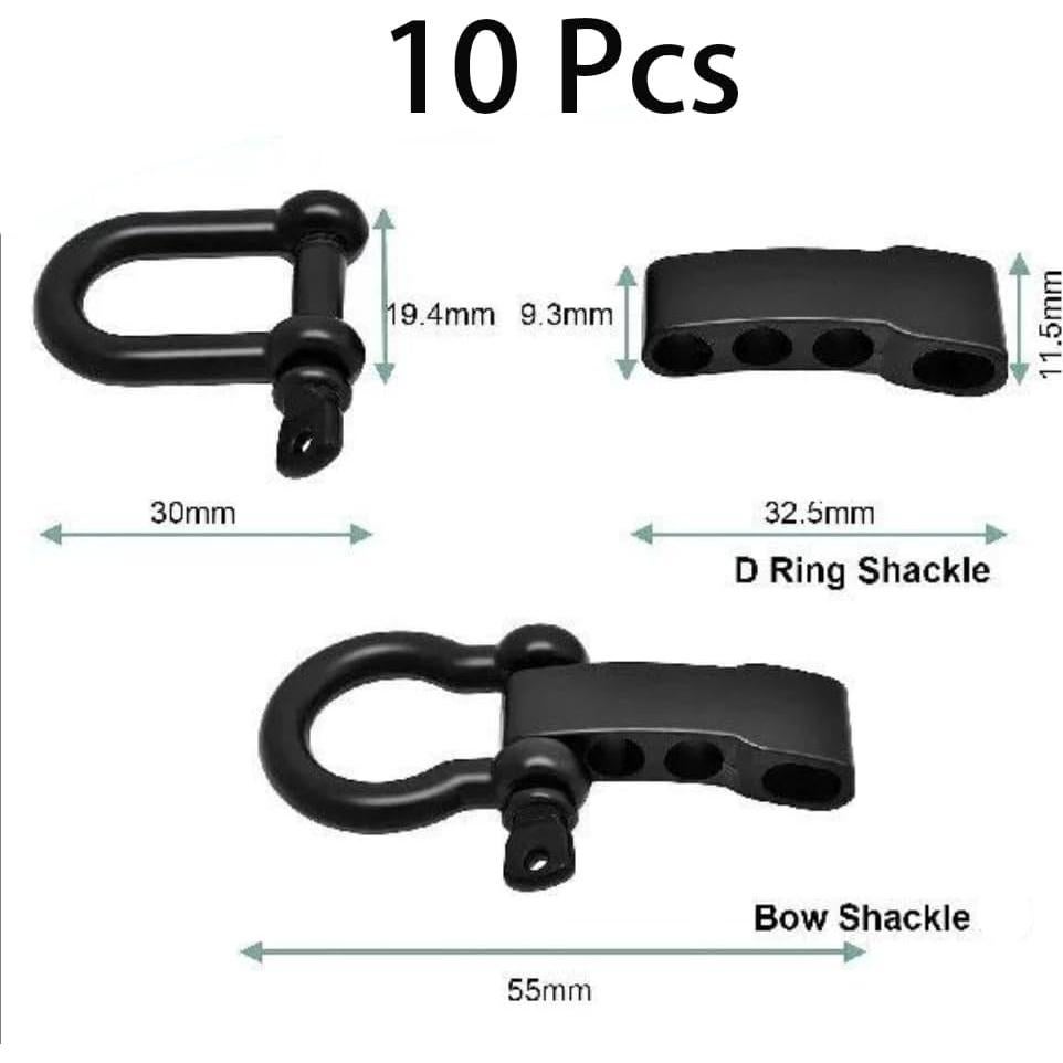 10 Hebillas de Acero Inoxidable Samlee U Ajustables Negras