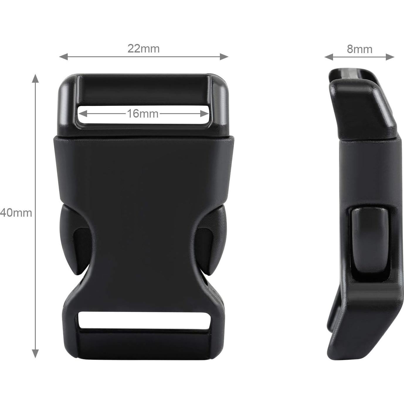 50 Hebillas de Liberación Lateral Plástico LIHAO 40mm Negras