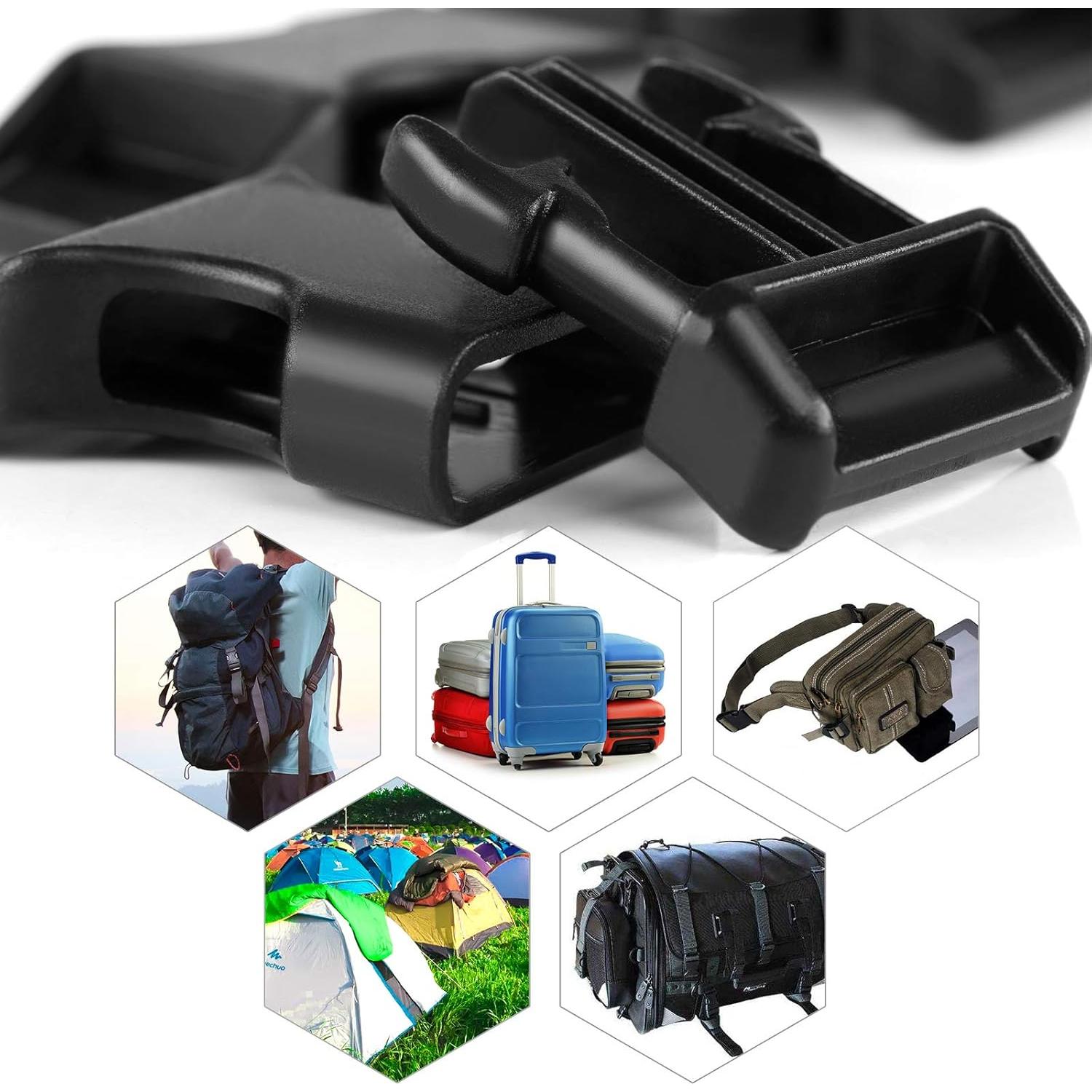 50 Hebillas de Liberación Lateral Plástico LIHAO 40mm Negras