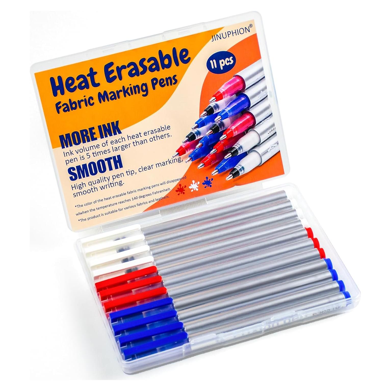 Juego de Marcadores de Tela Borrables por Calor JINUPHION - 11 Piezas