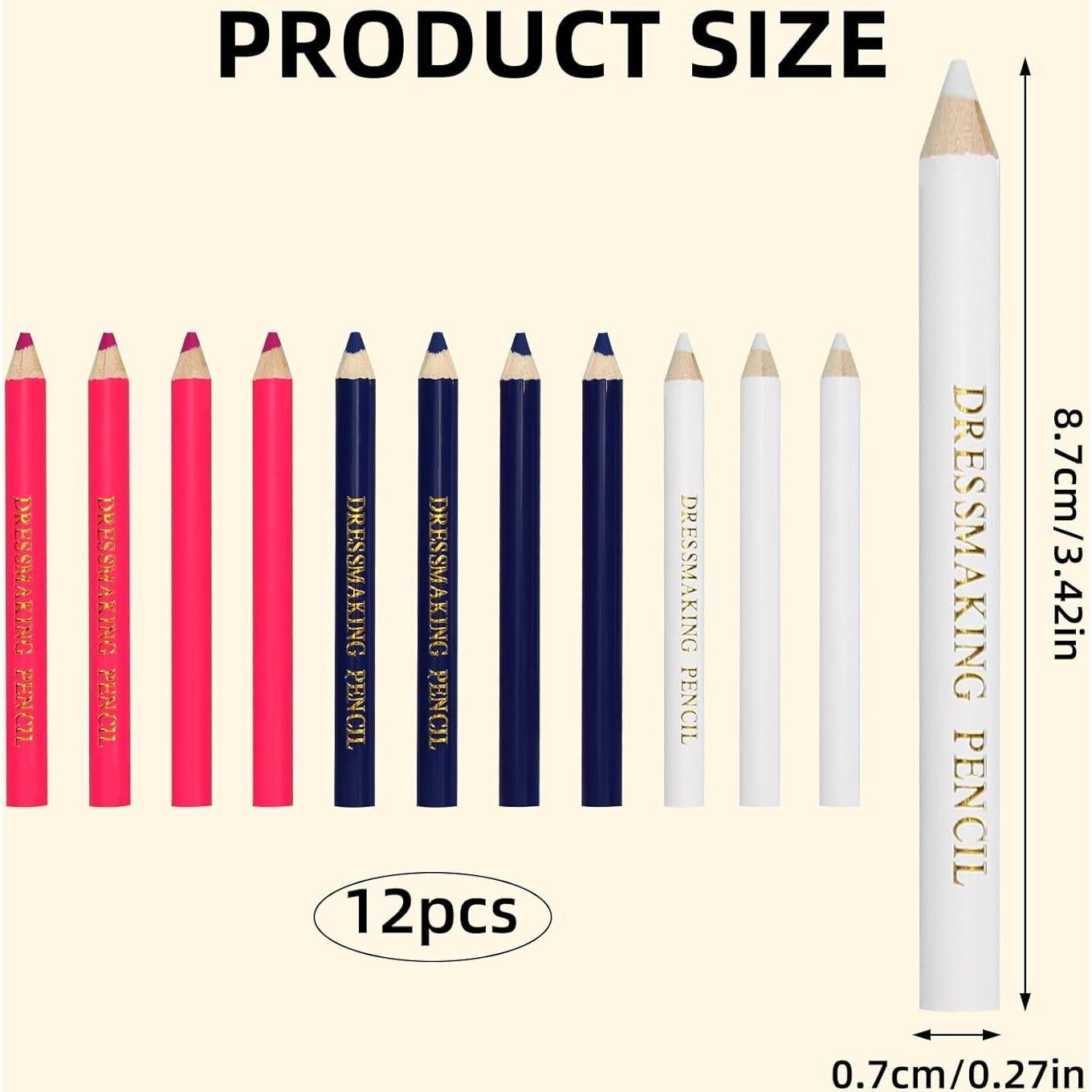 12 Lápices de Tela BOXOB Borrables Solubles en Agua