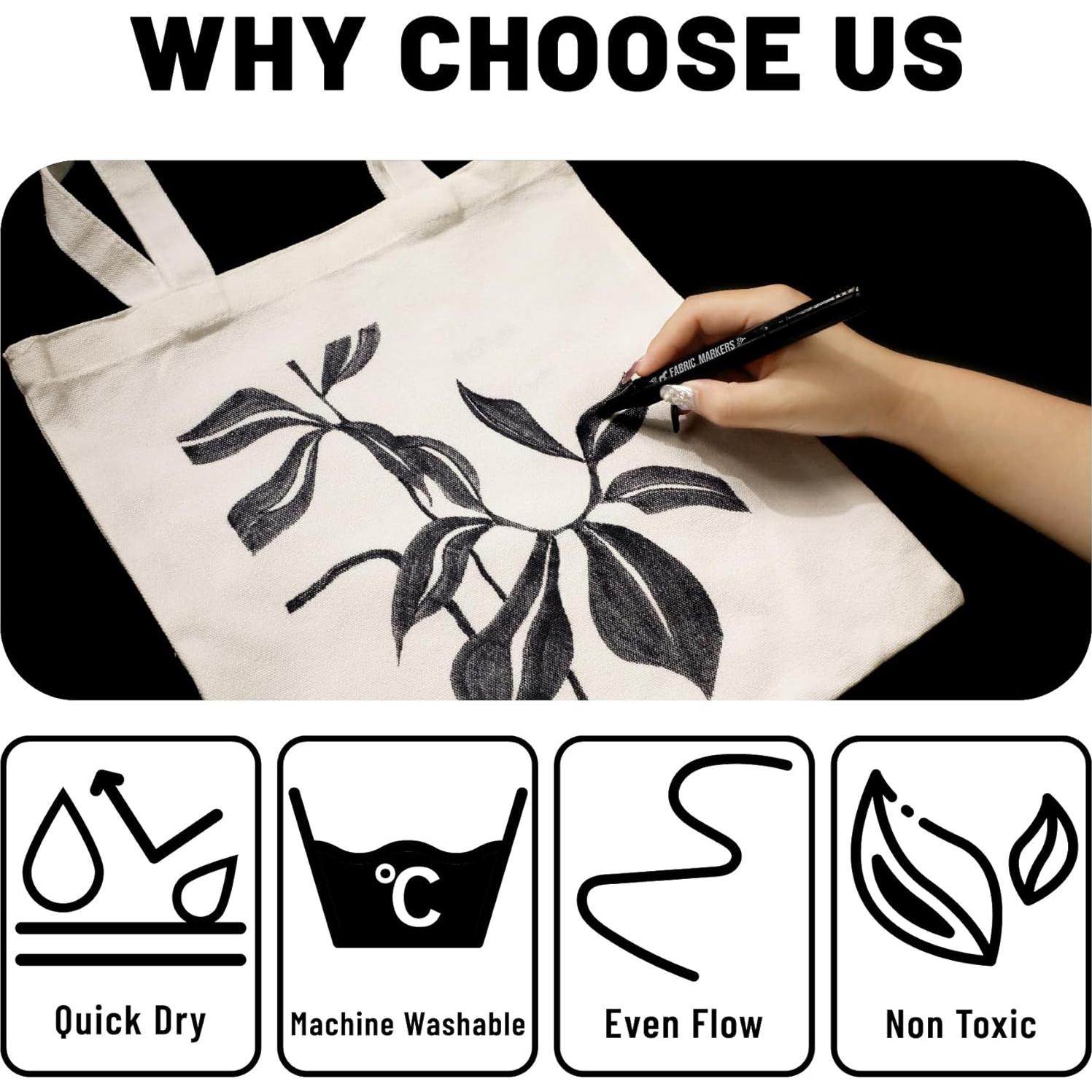 Marcadores de Tela Permanentes Pagather 6 Pzas Negro Doble Punta