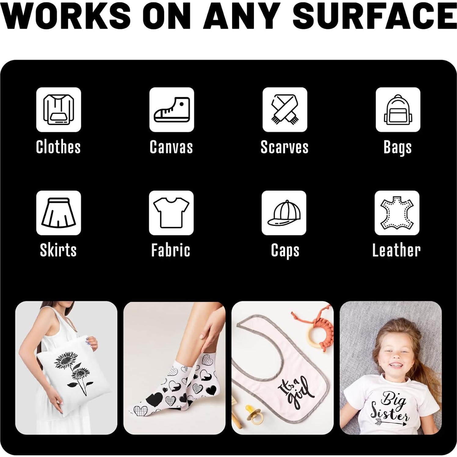 Marcadores de Tela Permanentes Pagather 6 Pzas Negro Doble Punta