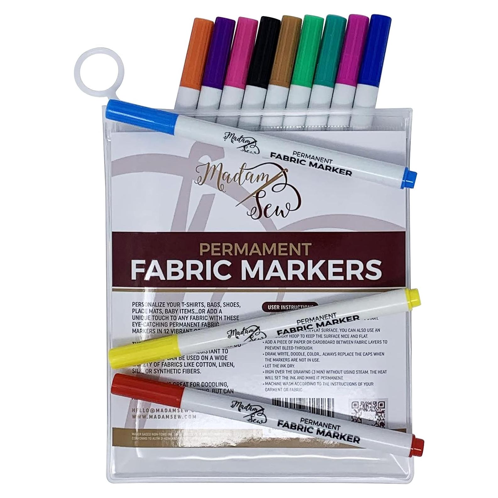 Set de 12 Marcadores de Tela Permanentes Madam Sew - Punta Fina