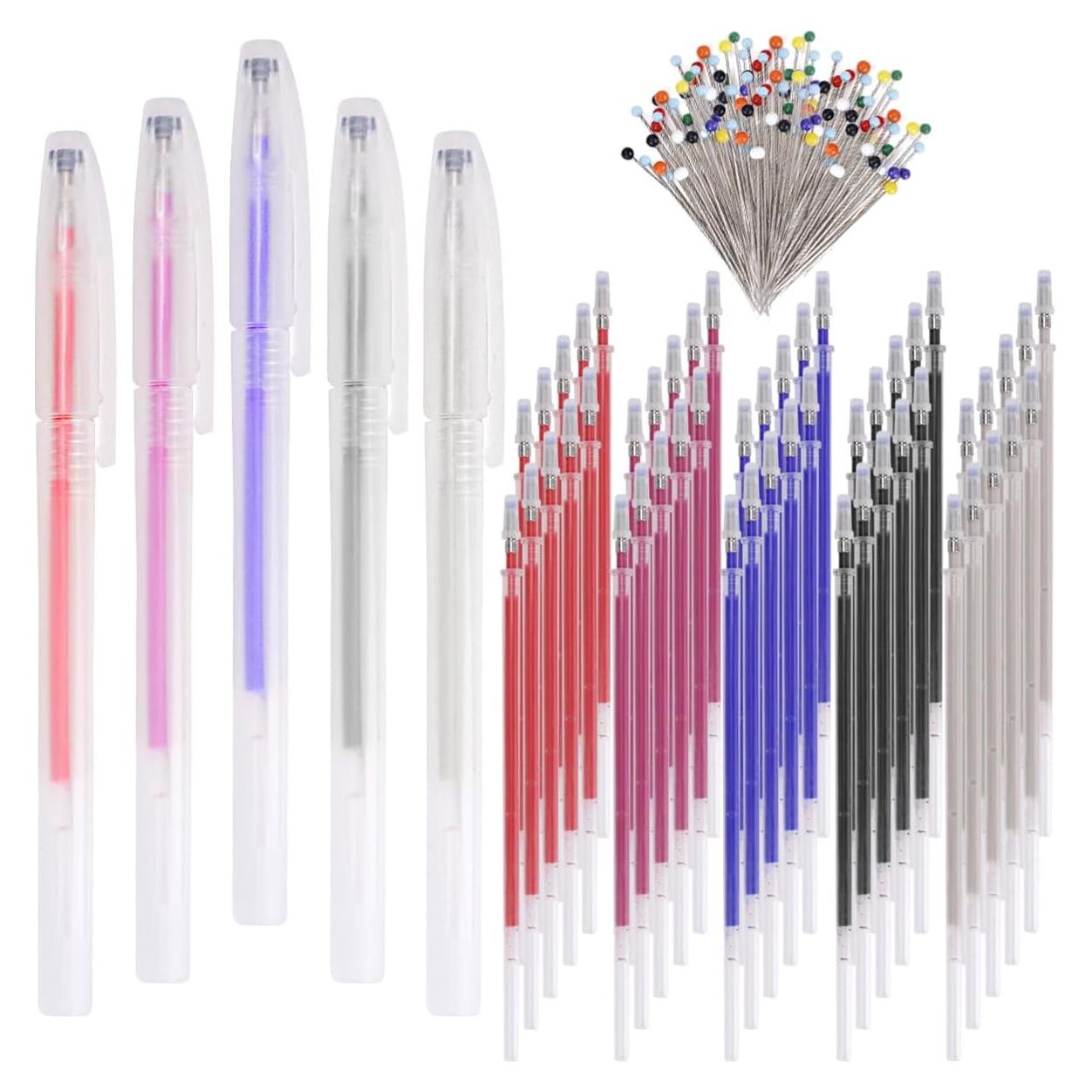 Conjunto de 5 Bolígrafos Borrables por Calor IBEQUEM + 100 Alfileres