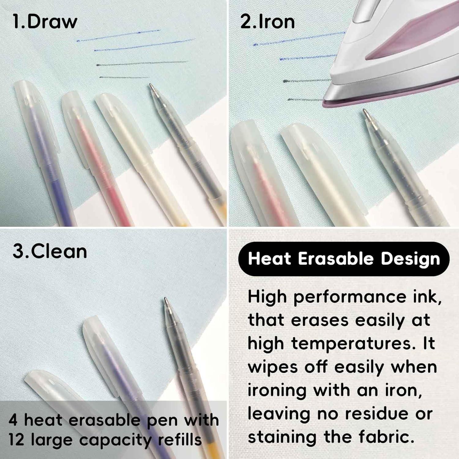 Bolígrafos Borrables por Calor Jauisus 4 Colores 12 Recargas