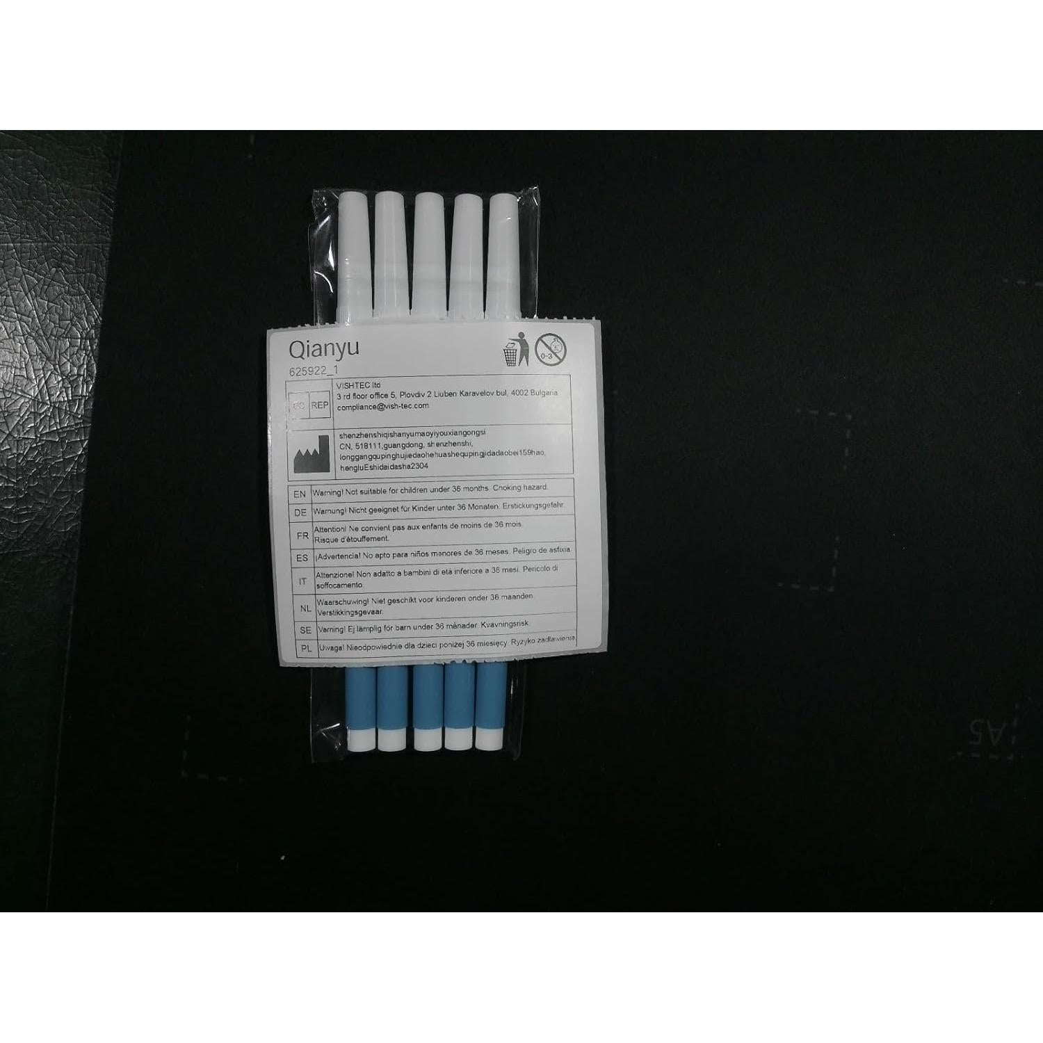 Paquete de 5 Marcadores de Tela Lavables Qianyu Azul