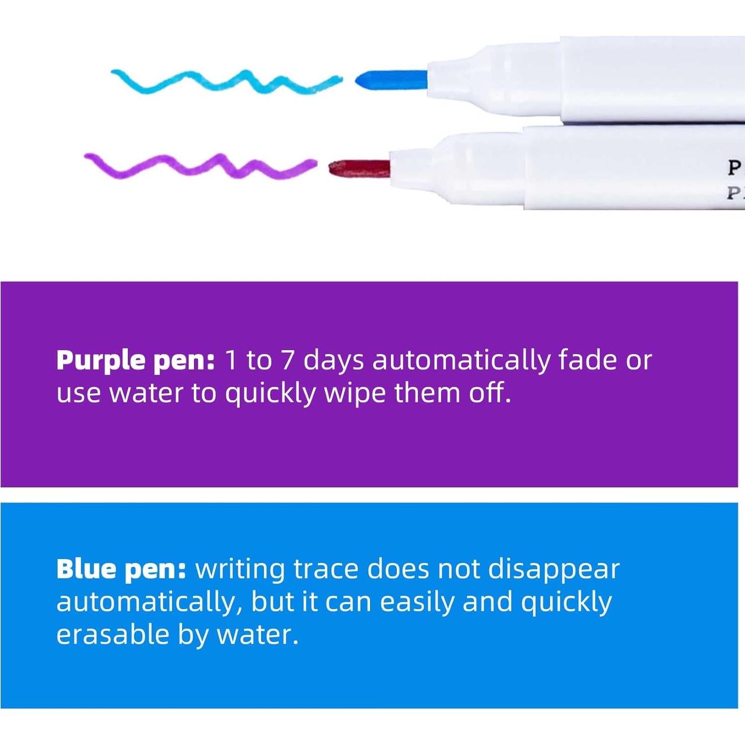 12 Bolígrafos de Tinta Desaparecedora Sunioine - Azul y Púrpura