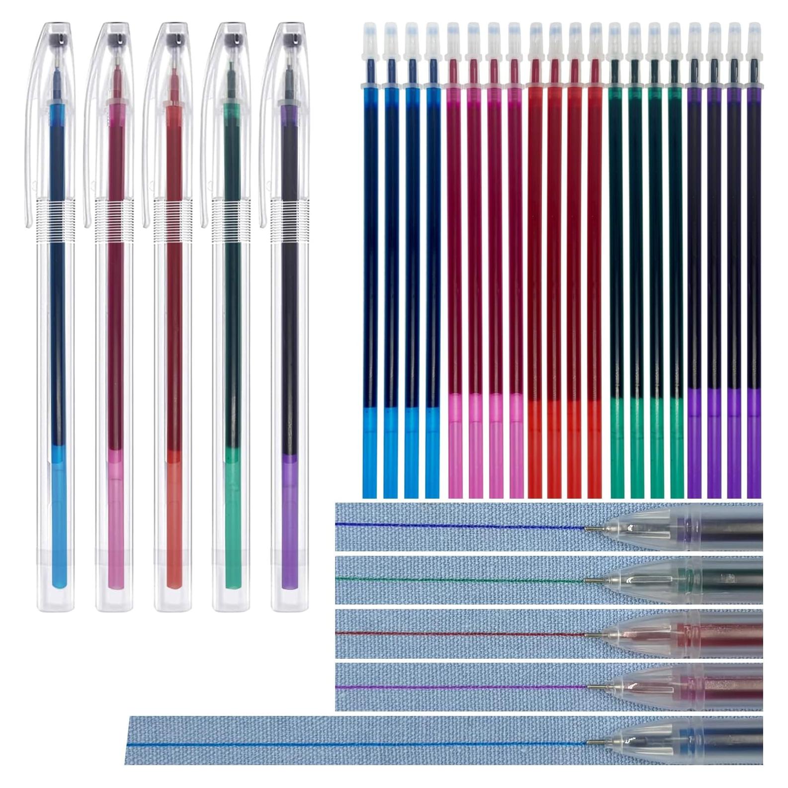 Bolígrafo de Tela Borrable Dinggaogao 5 Colores 20 Recargas