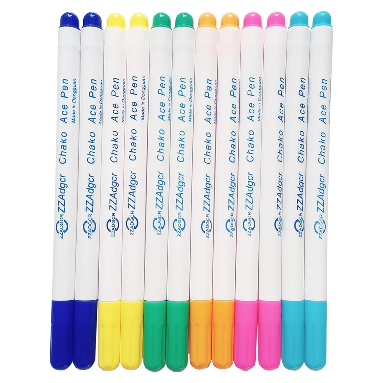 Set de 12 Bolígrafos Borrables para Tela Dinggaogao - 6 Colores