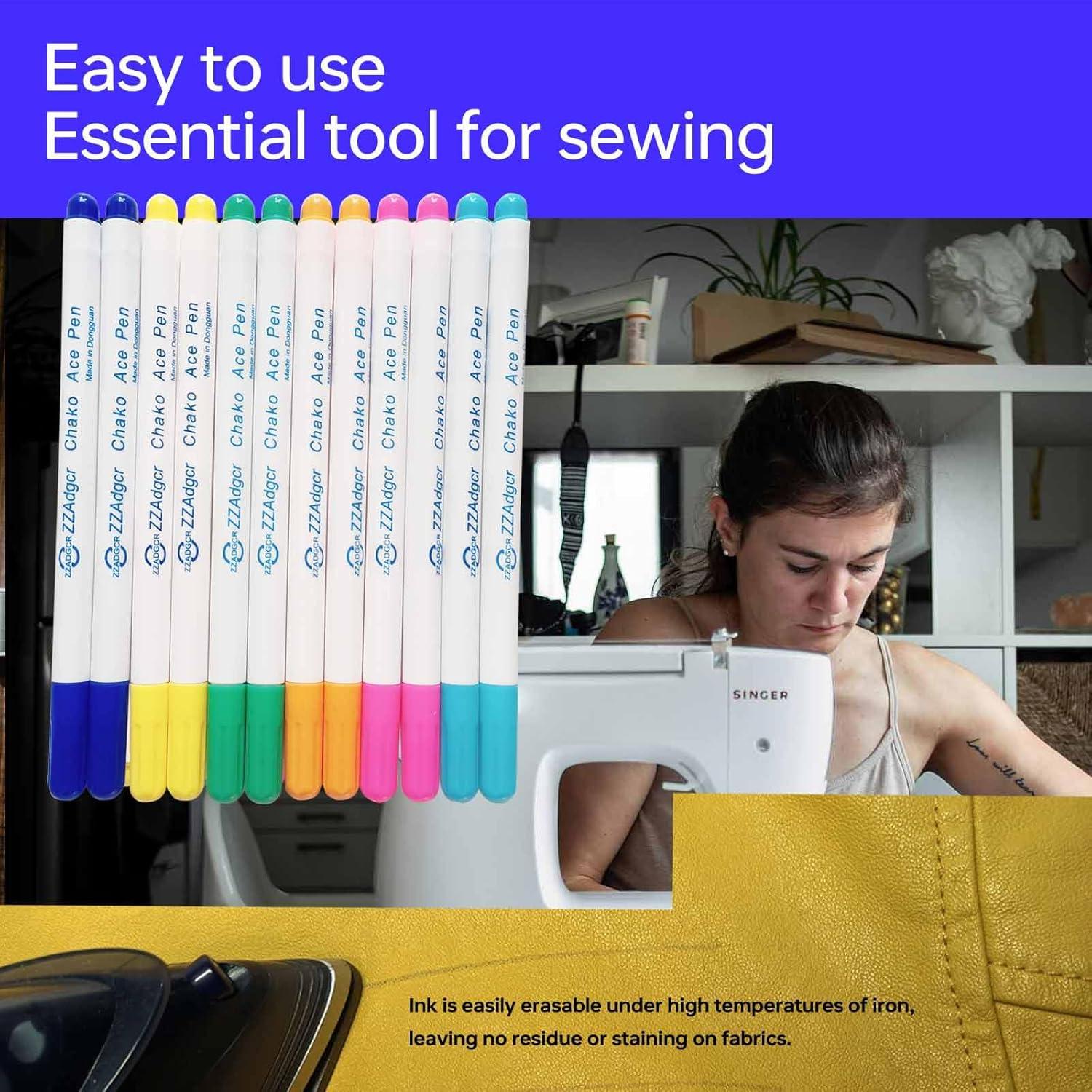 Set de 12 Bolígrafos Borrables para Tela Dinggaogao - 6 Colores