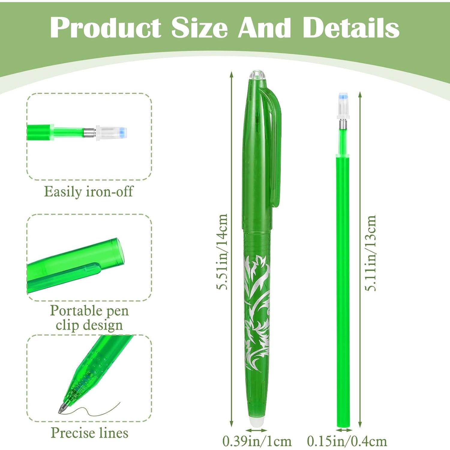 8 Bolígrafos Borrables por Calor para Tela Hpmjz - Precisión