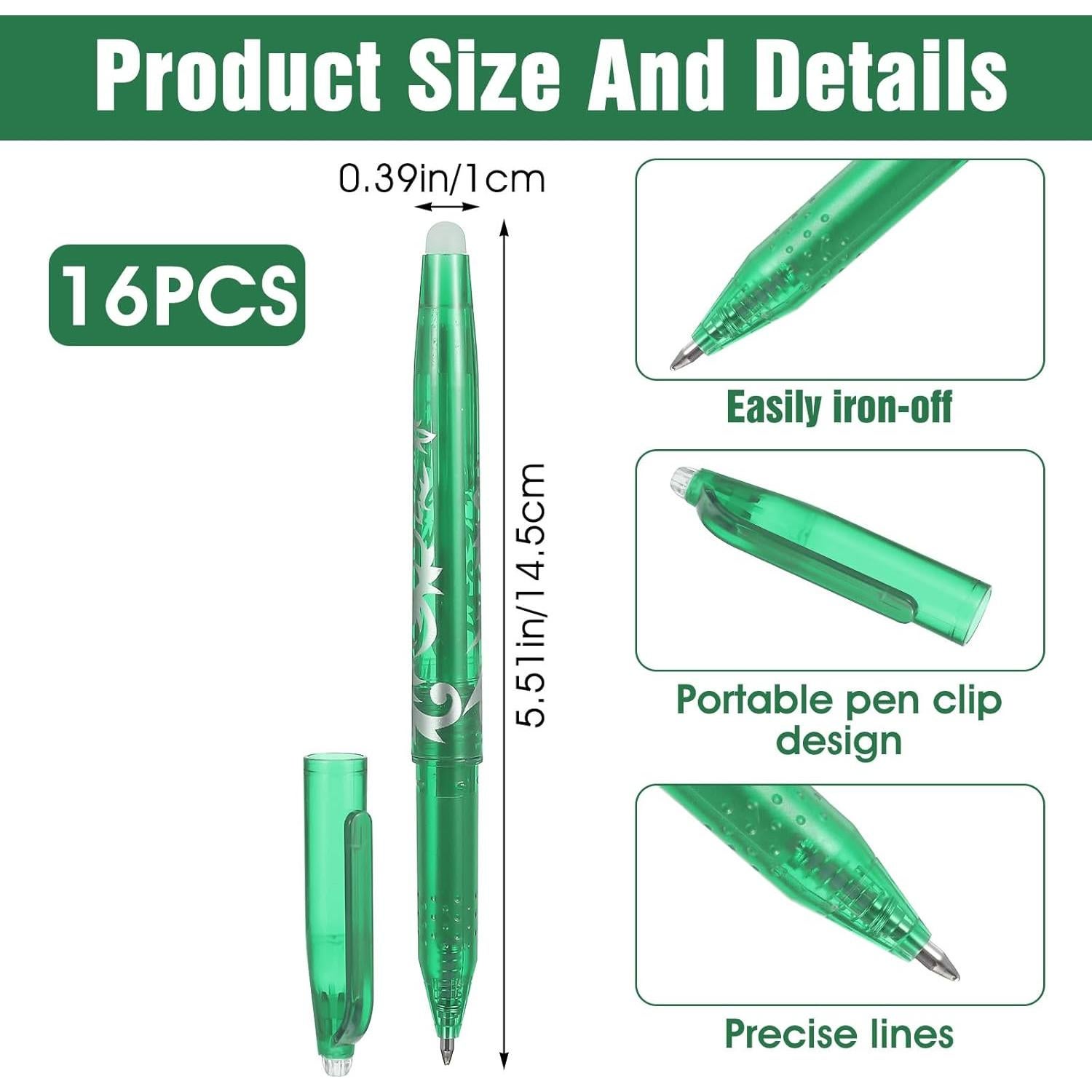 16 Bolígrafos Borrables por Calor Hpmjz para Tela - Marcado Preciso