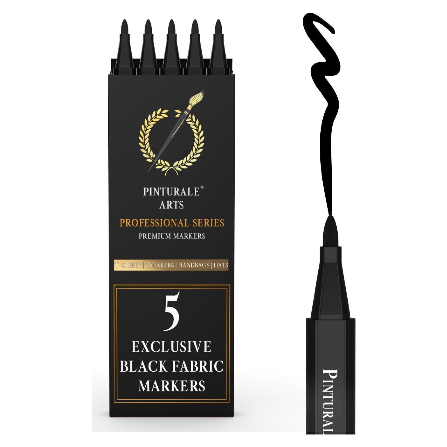 Set de 5 Marcadores de Tela Negros Pinturale Arts 2mm