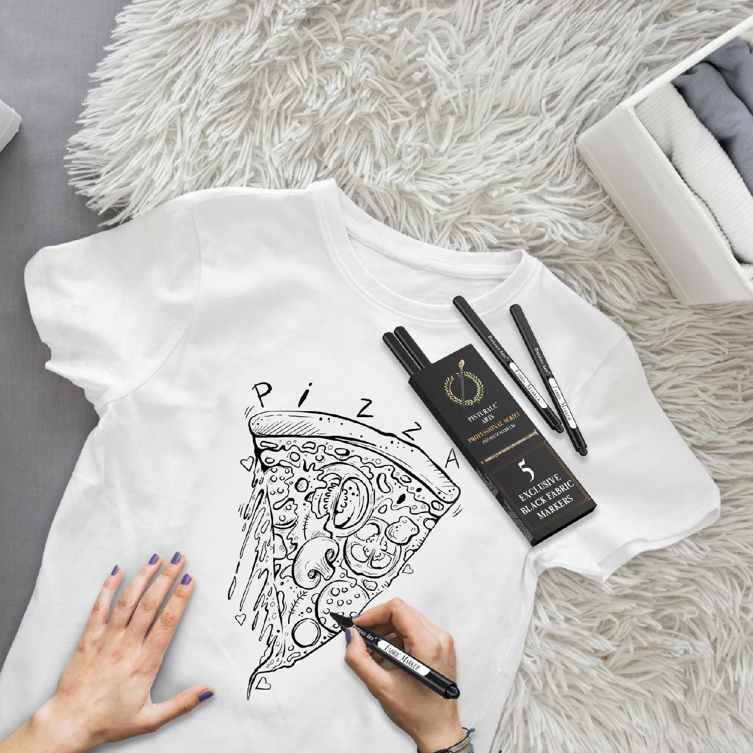 Set de 5 Marcadores de Tela Negros Pinturale Arts 2mm