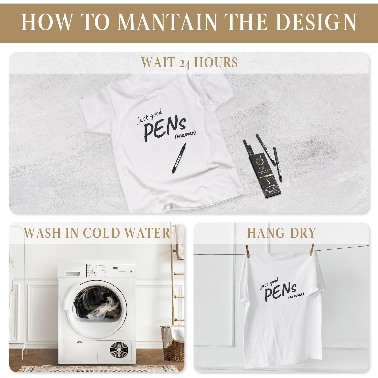 Set de 5 Marcadores de Tela Negros Pinturale Arts 2mm