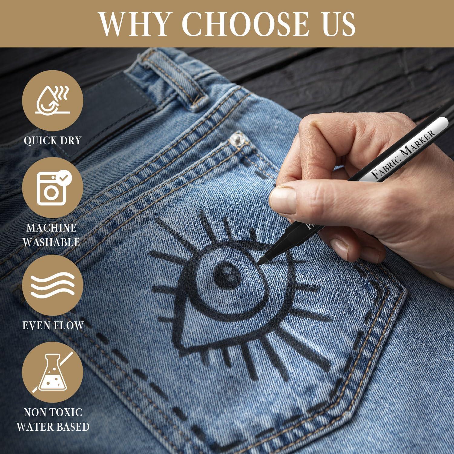 Set de 5 Marcadores de Tela Negros Pinturale Arts 2mm