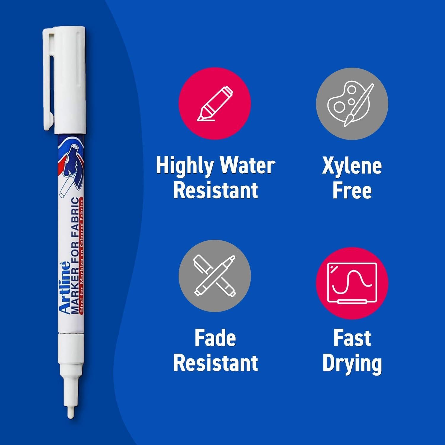 Marcador para Tela Artline EKC-1 Blanco - Paquete de 3