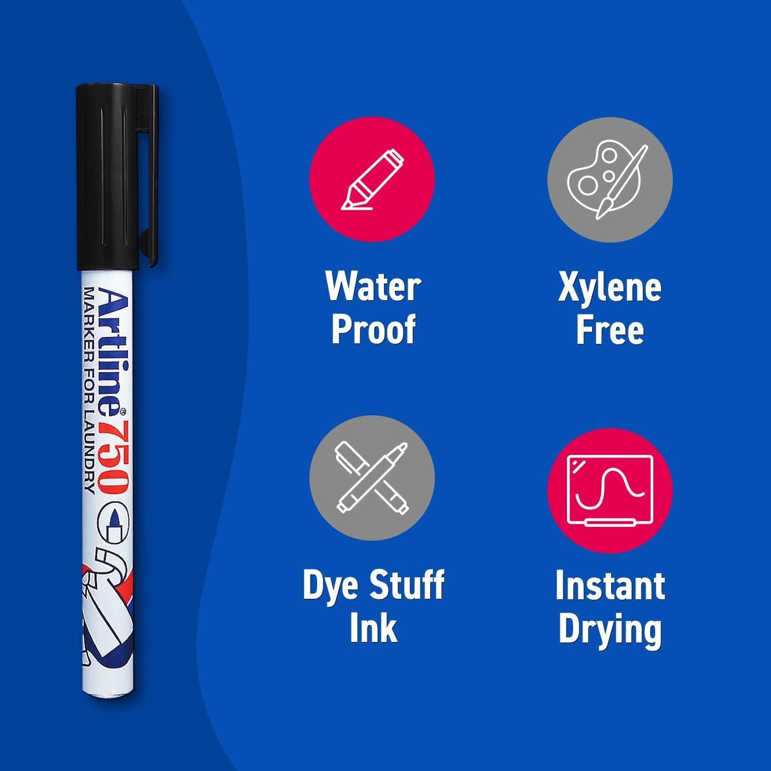 Marcadores Indelebles para Tela Artline 750 | Negro | Paquete de 2