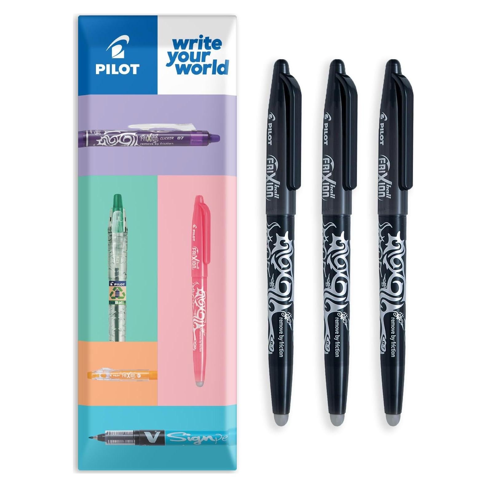 Bolígrafo Rollerball Borrable Pilot Frixion Heat 0.7mm - 3 Unidades Negro