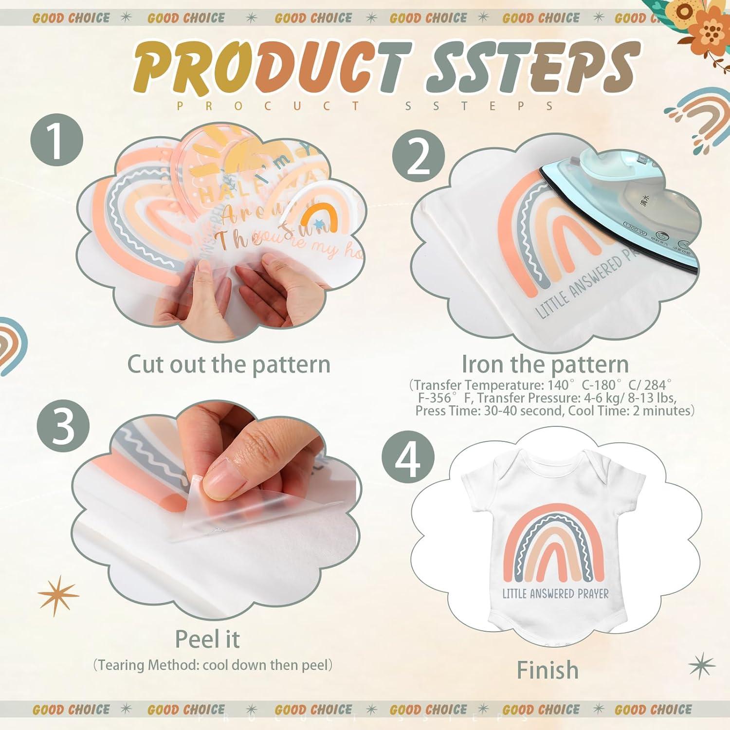 Calcomanías Transferibles Teling 36 Pcs Arcoíris para Baby Shower