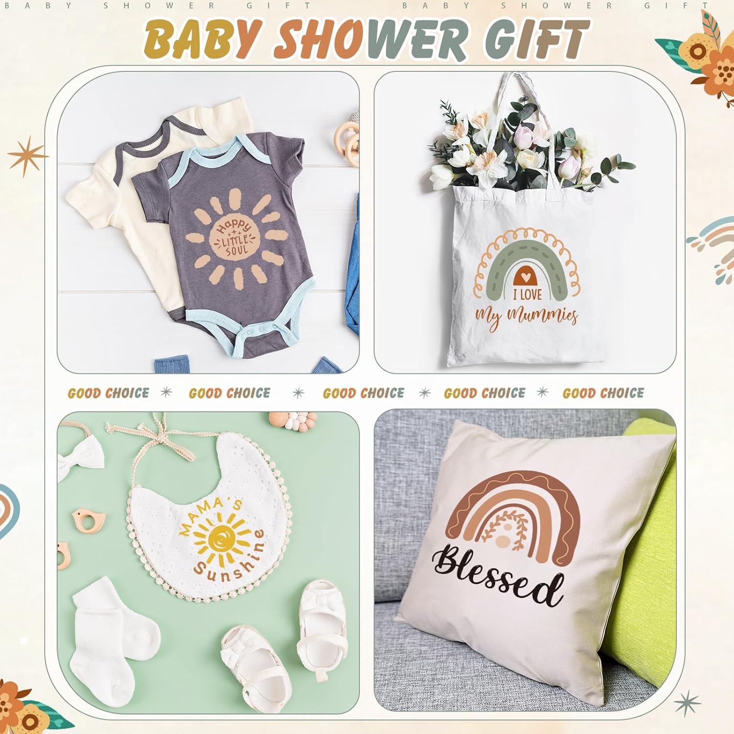 Calcomanías Transferibles Teling 36 Pcs Arcoíris para Baby Shower