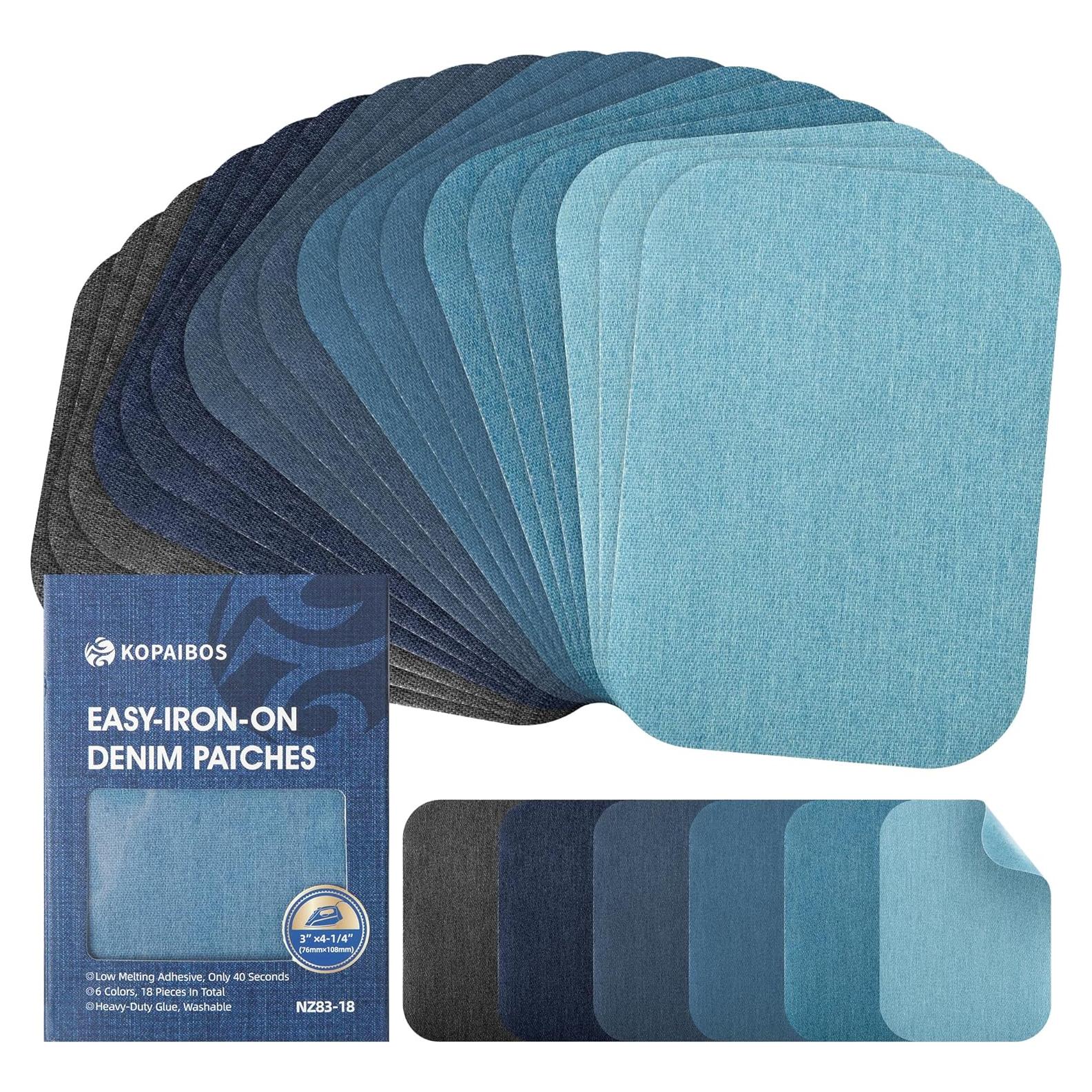 Parches de Denim KEPAIBOS para Planchar - Kit 18 Piezas 75x108mm