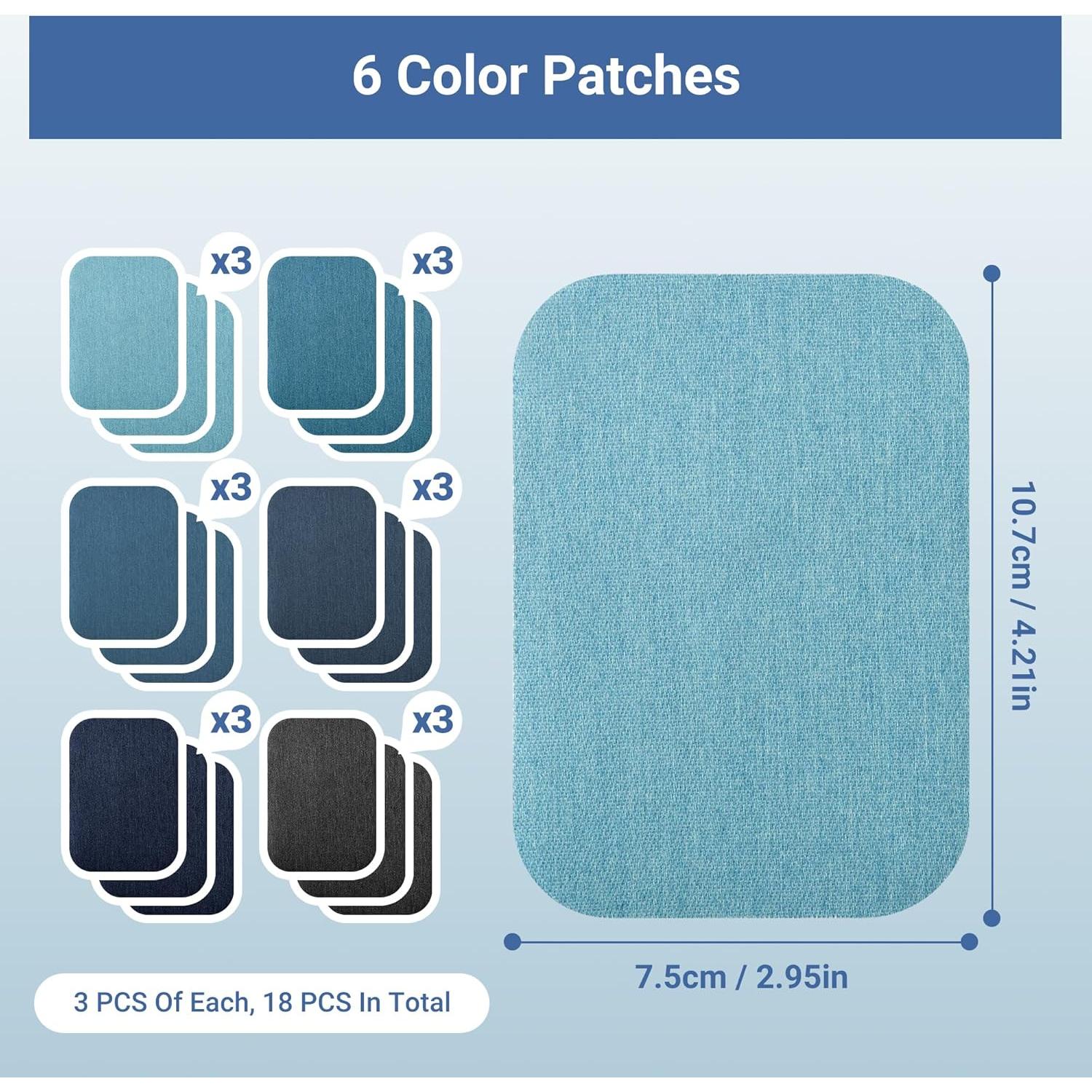 Parches de Denim KEPAIBOS para Planchar - Kit 18 Piezas 75x108mm