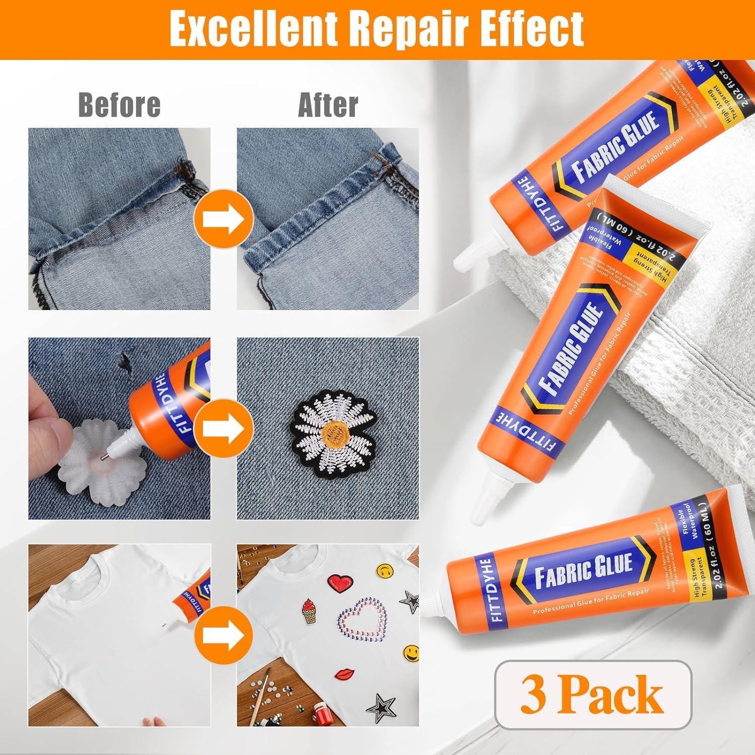 Pegamento para Tela Permanente FITTDYHE 3Pcs 60ml Lavable