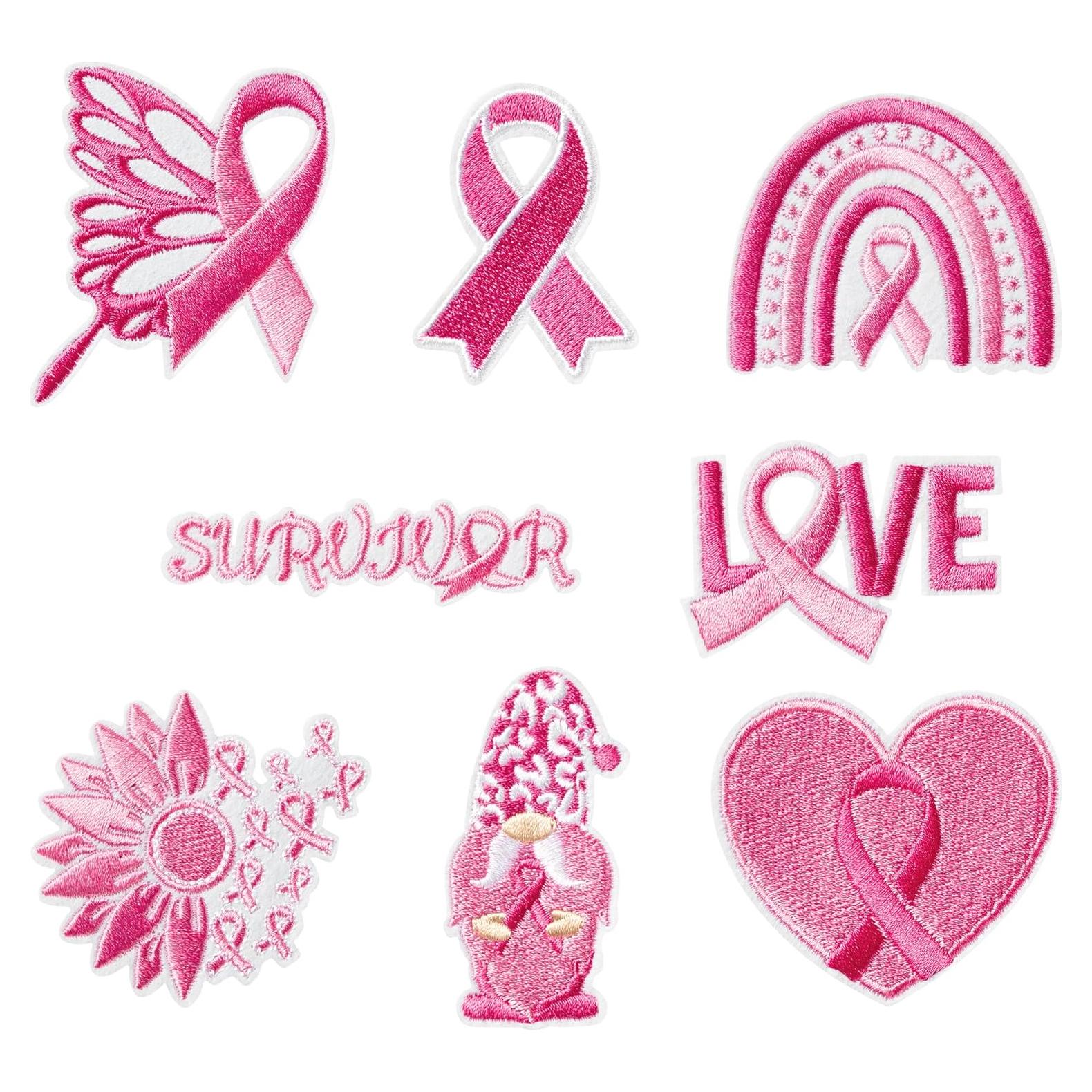 8 Parches Bordados Kirako Cinta Rosa Conciencia Cáncer de Mama