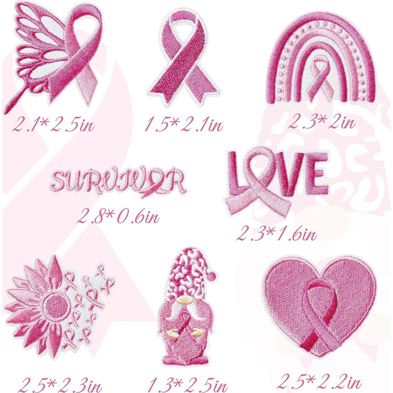 8 Parches Bordados Kirako Cinta Rosa Conciencia Cáncer de Mama