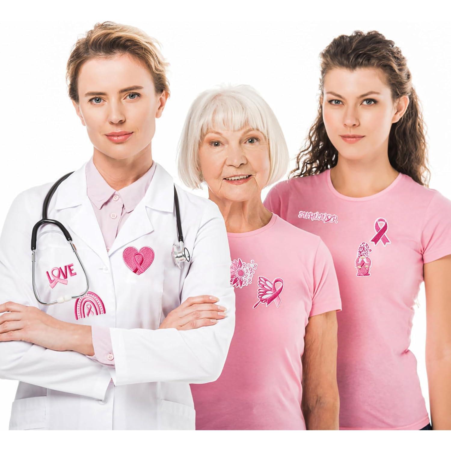 8 Parches Bordados Kirako Cinta Rosa Conciencia Cáncer de Mama