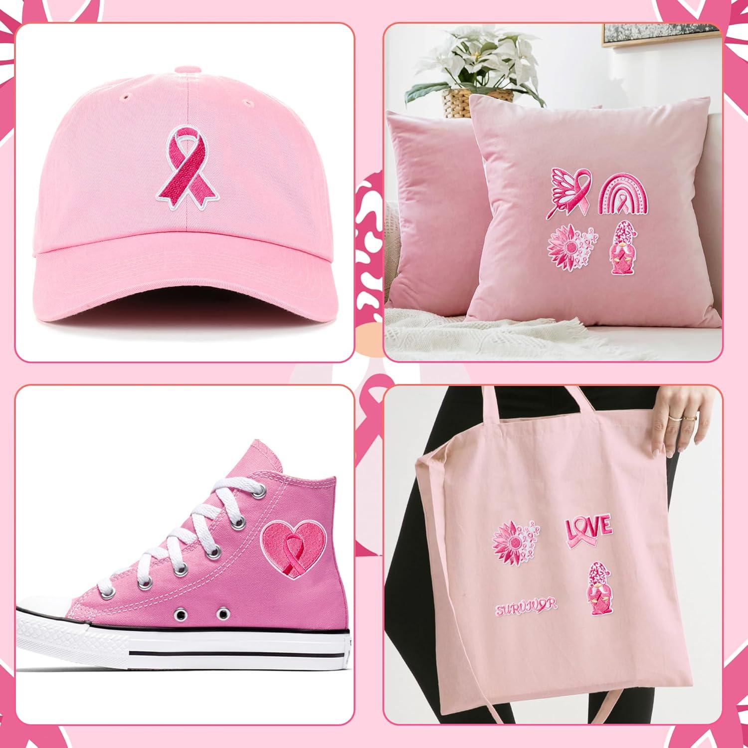 8 Parches Bordados Kirako Cinta Rosa Conciencia Cáncer de Mama