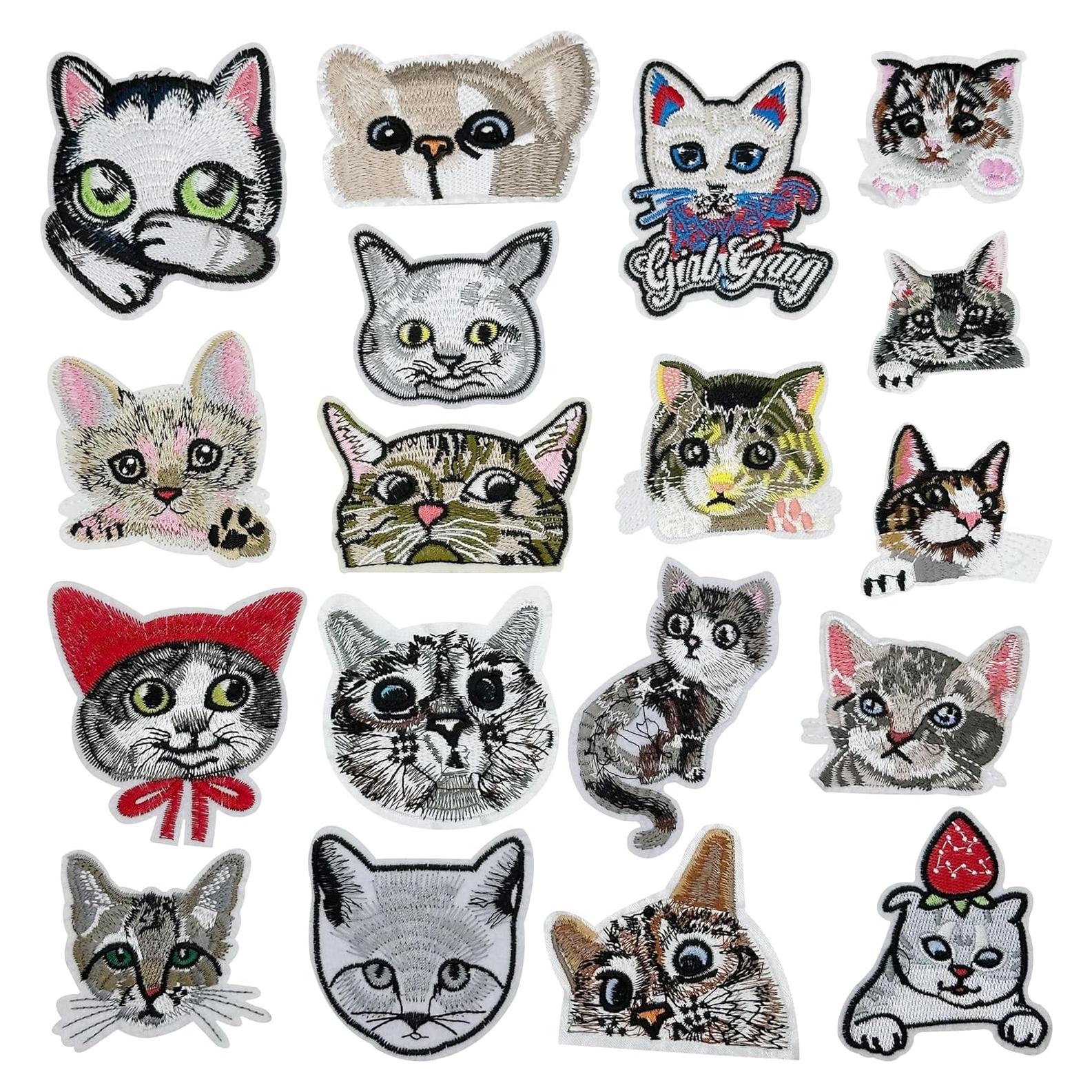 Kit de 18 Parches de Gato Bordados Woohome para Planchar