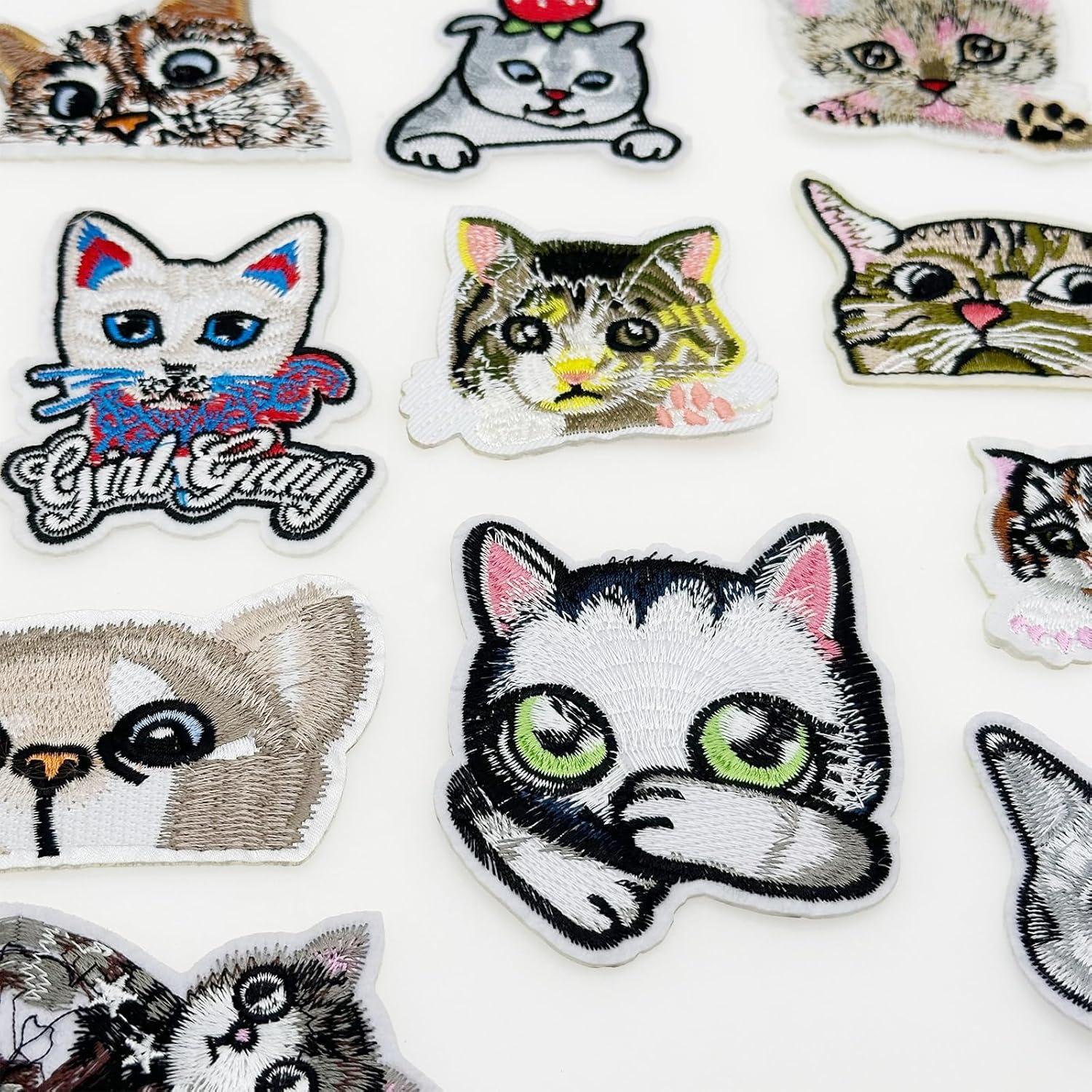 Kit de 18 Parches de Gato Bordados Woohome para Planchar