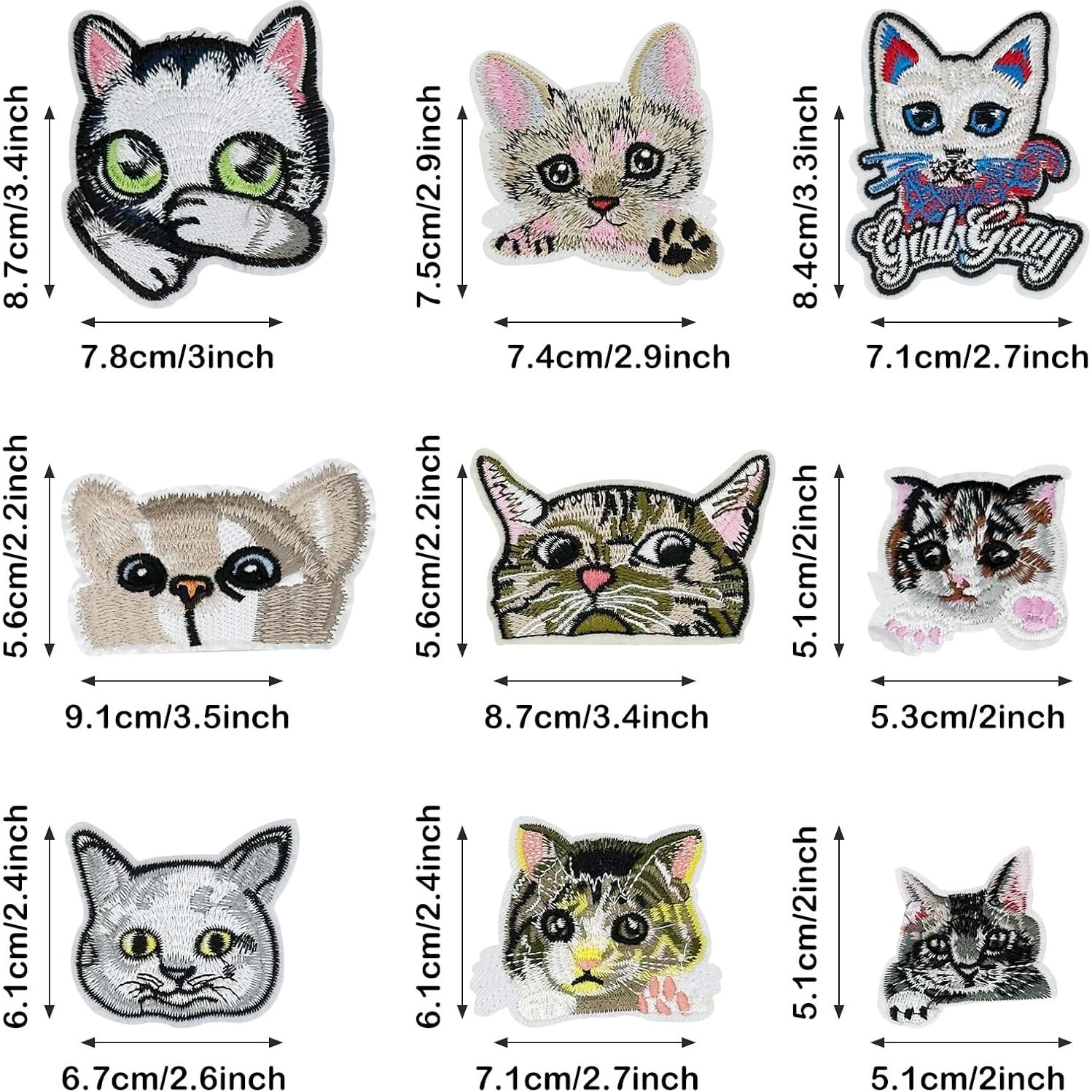 Kit de 18 Parches de Gato Bordados Woohome para Planchar