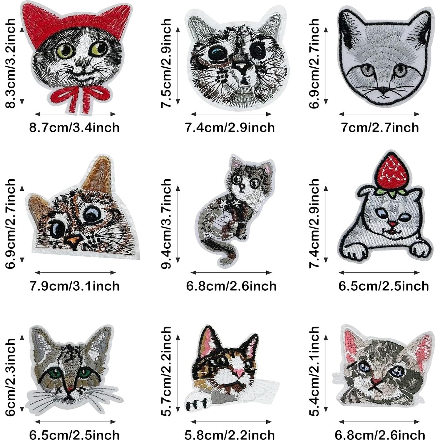 Kit de 18 Parches de Gato Bordados Woohome para Planchar