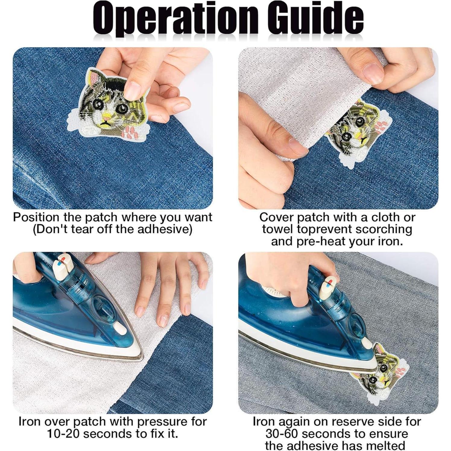 Kit de 18 Parches de Gato Bordados Woohome para Planchar