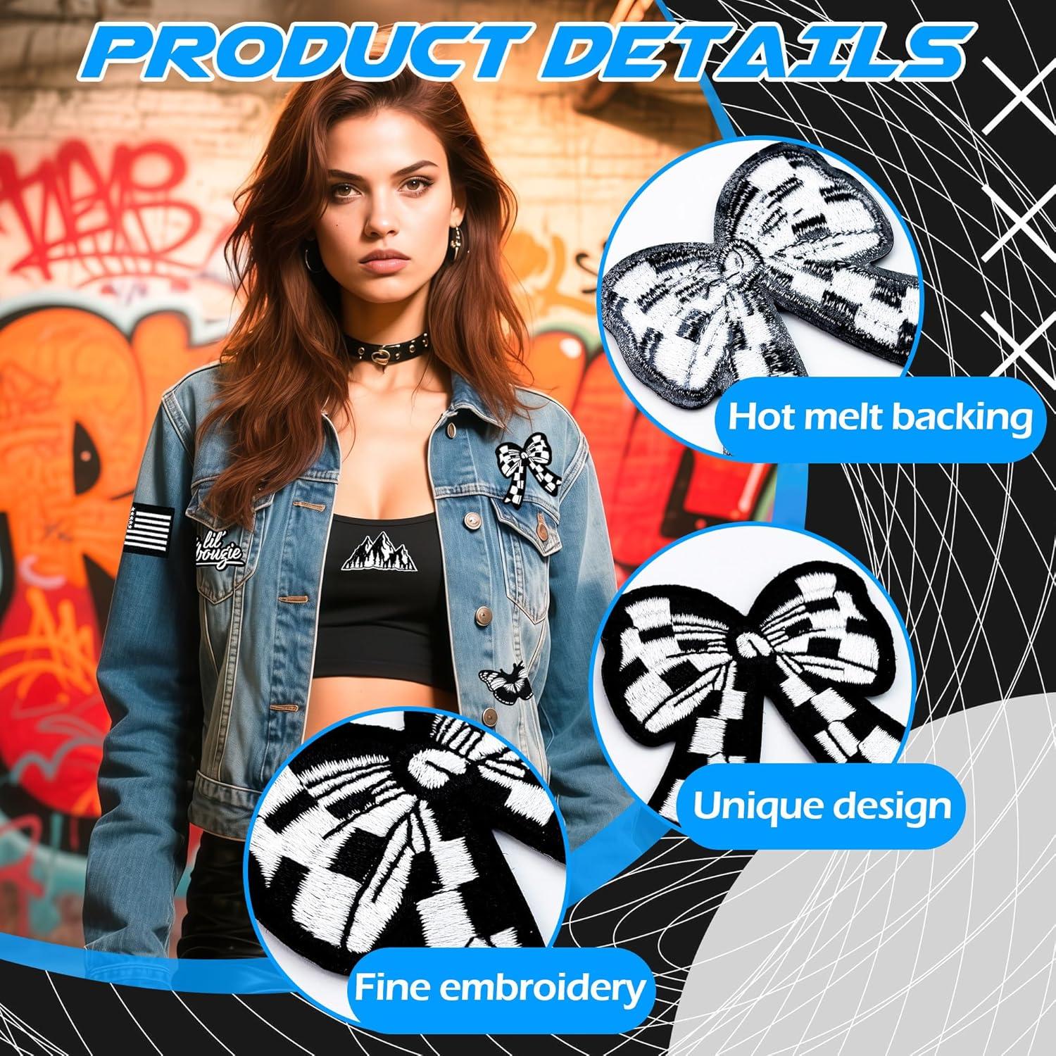 16 Parches Bordados de Hierro Negro y Blanco Crocode Tears