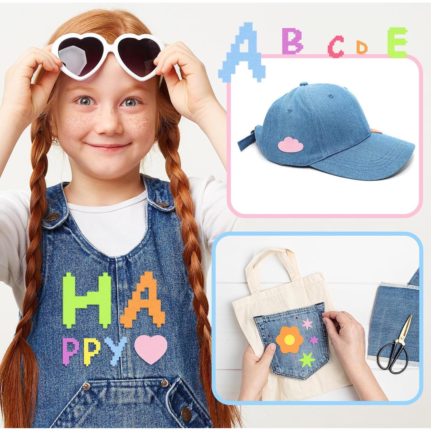 Parches de Planchar MECCANIXITY 16 Pcs Rosa Claro con Kit de Costura