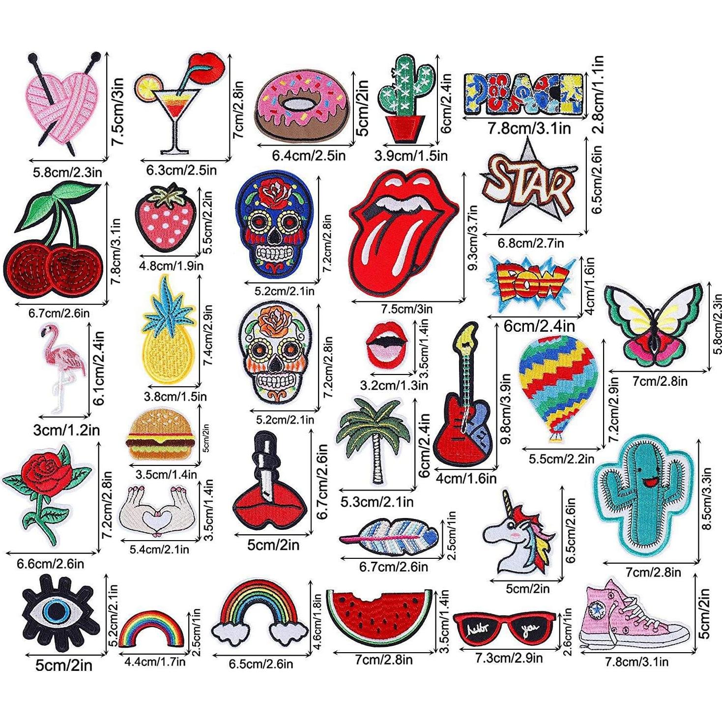 Kit de Parches Bordados YLY 32 Pcs para Planchar y Coser