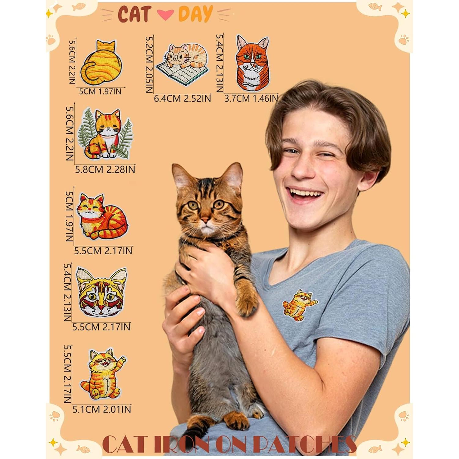 16 Parches Bordados de Gato MSCFTFB para Planchar o Coser