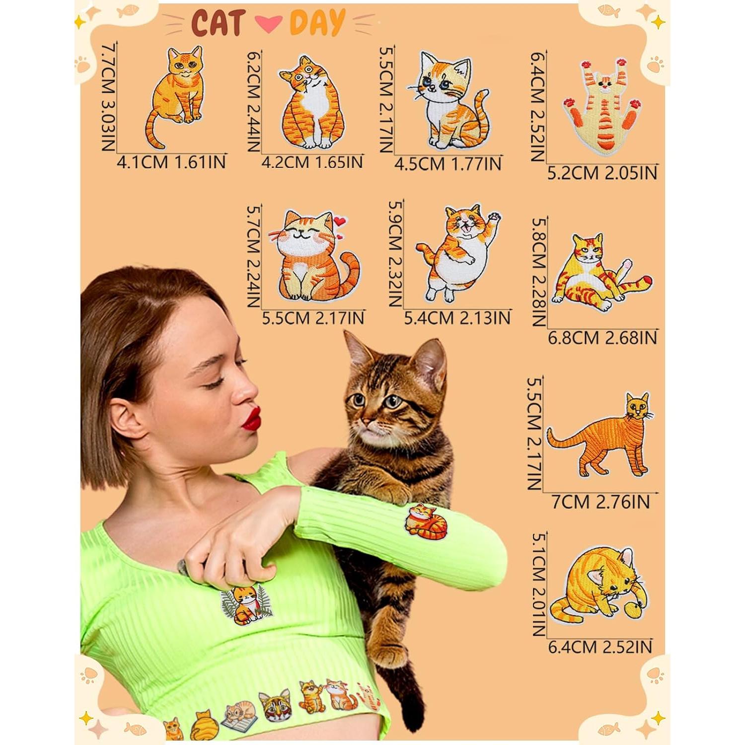 16 Parches Bordados de Gato MSCFTFB para Planchar o Coser