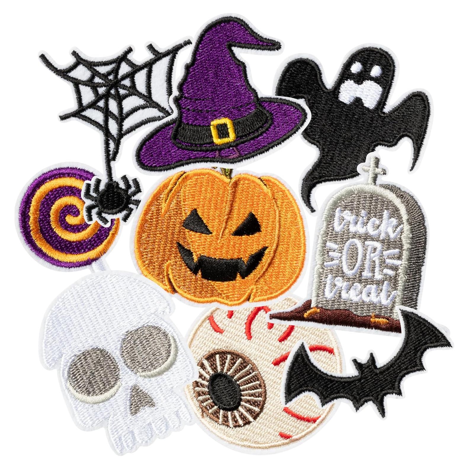 9 Parches Bordados Halloween Kirako - Calabaza, Fantasma, Bruja