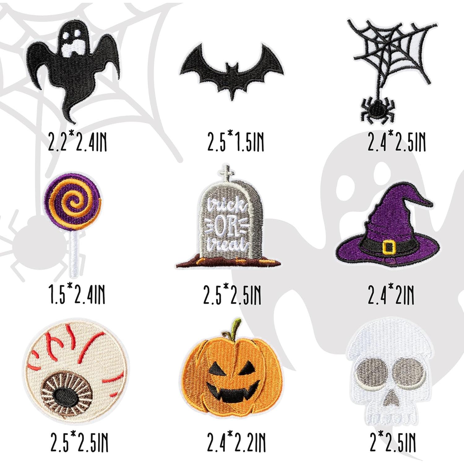 9 Parches Bordados Halloween Kirako - Calabaza, Fantasma, Bruja