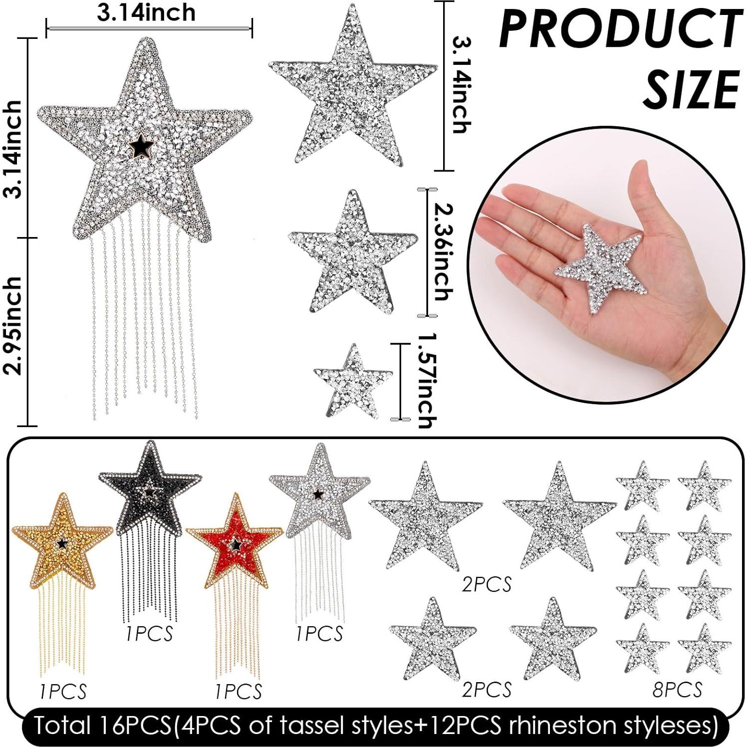16 Parches de Estrella para Planchar DADERXY - Brillantes y Duraderos