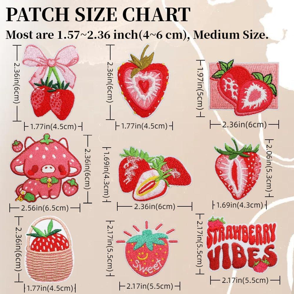 16 Parches Bordados de Fresa Zcketo para Planchar y Coser