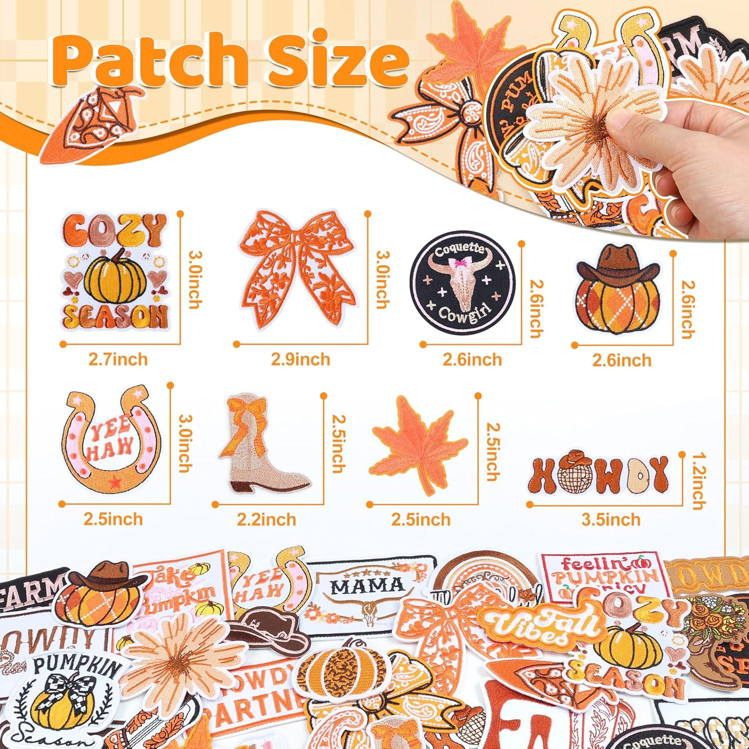 Parche Bordado Meneng 32 Piezas Otoño Calabazas y Hojas